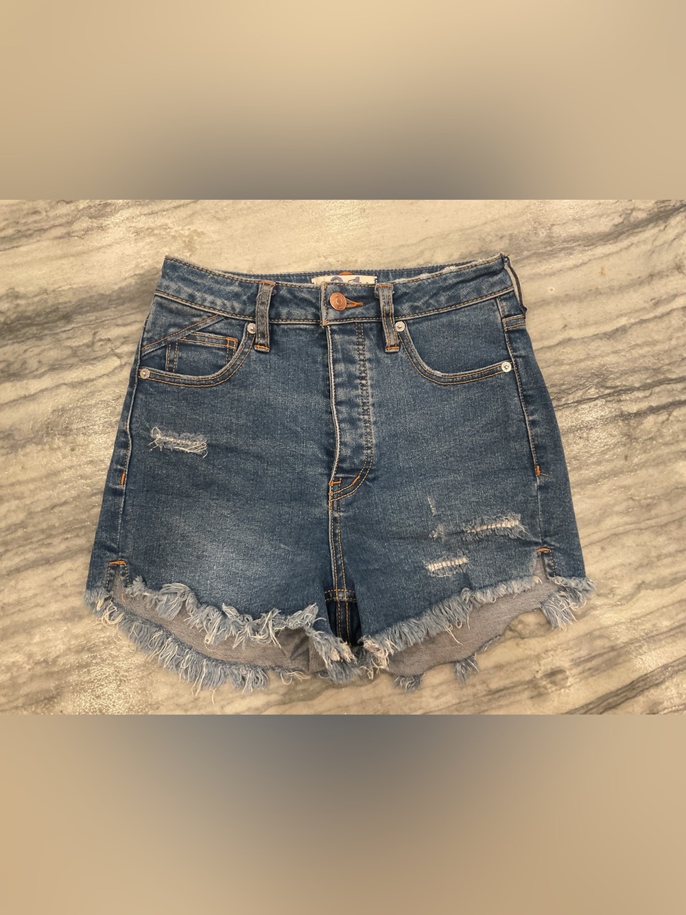 We The Free High-Rise Distressed Denim Shorts